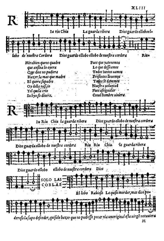 Riu Riu Chiu from Cancionero de Uppsala pg1.png